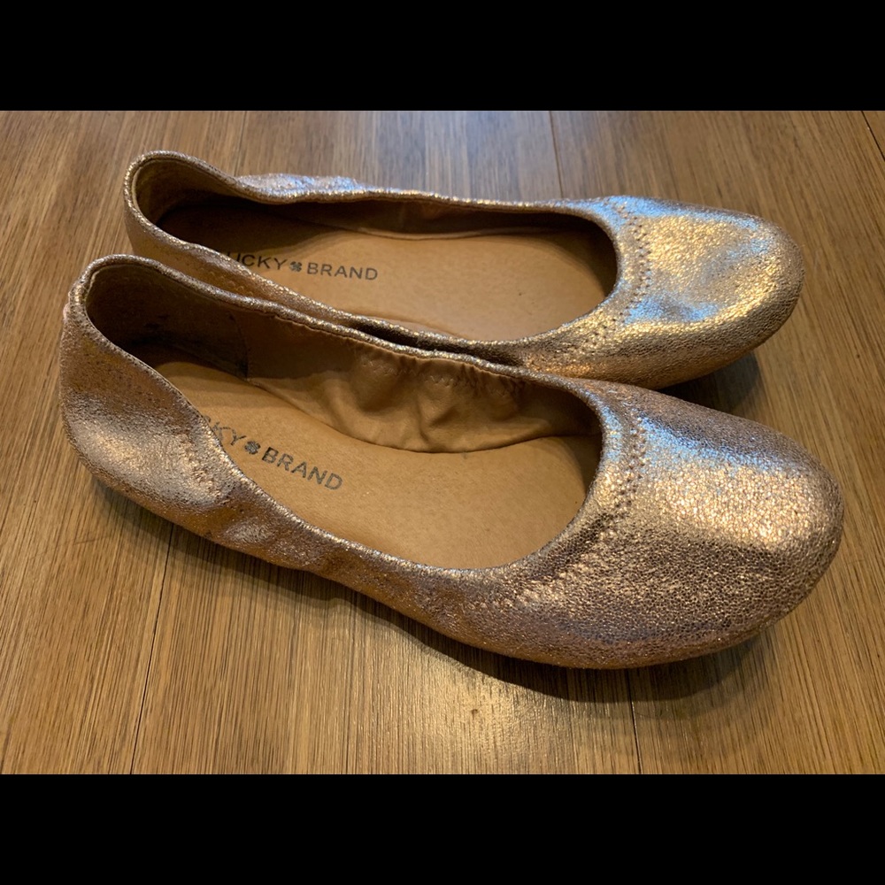 Lucky Brand Gold Glitter Emmie Ballerina Flats